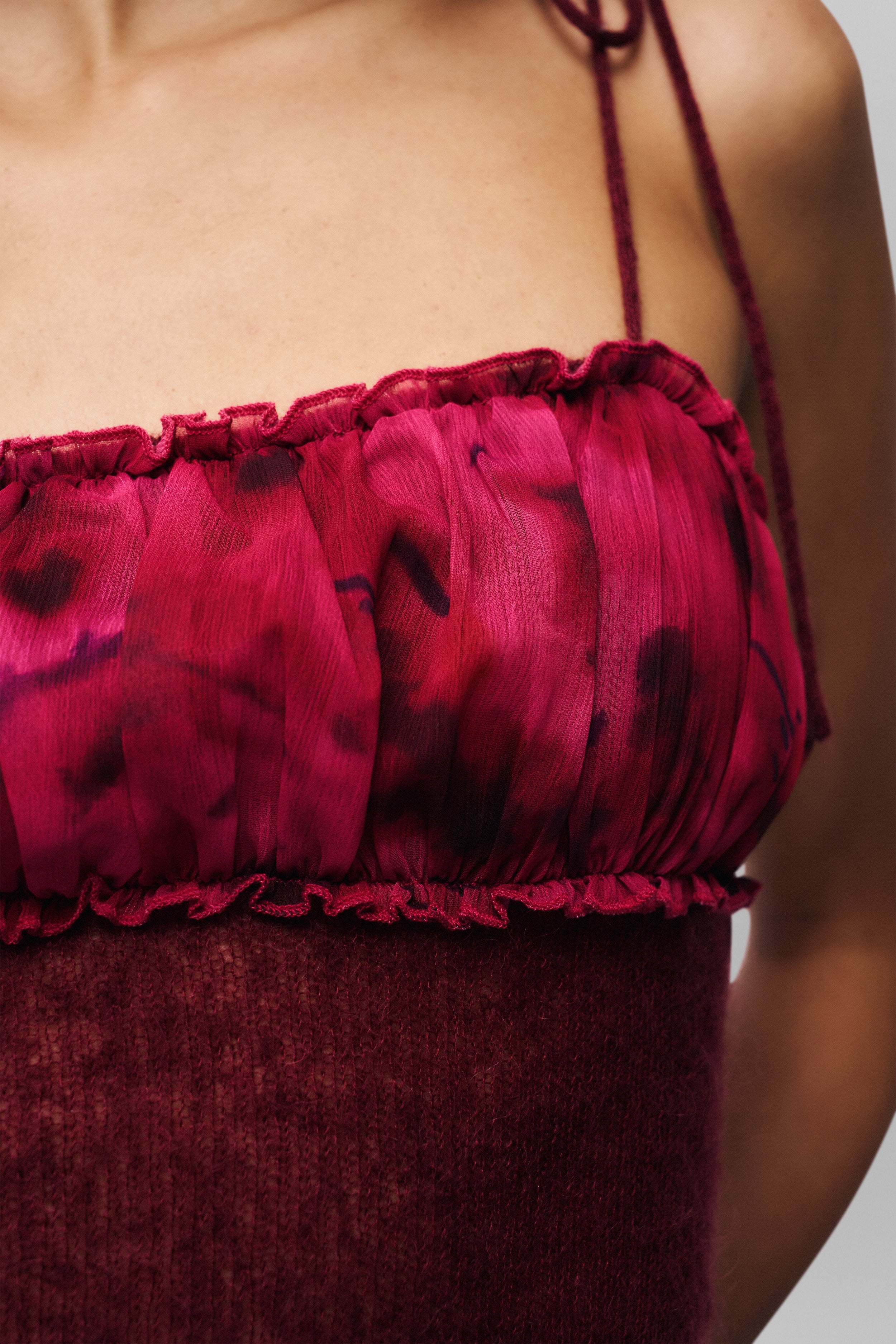 Ruched Chiffon Knit Tank