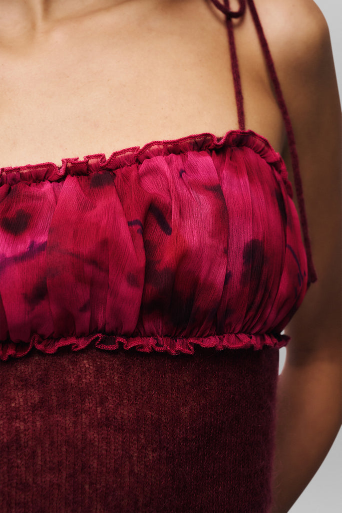 Ruched Chiffon Knit Tank