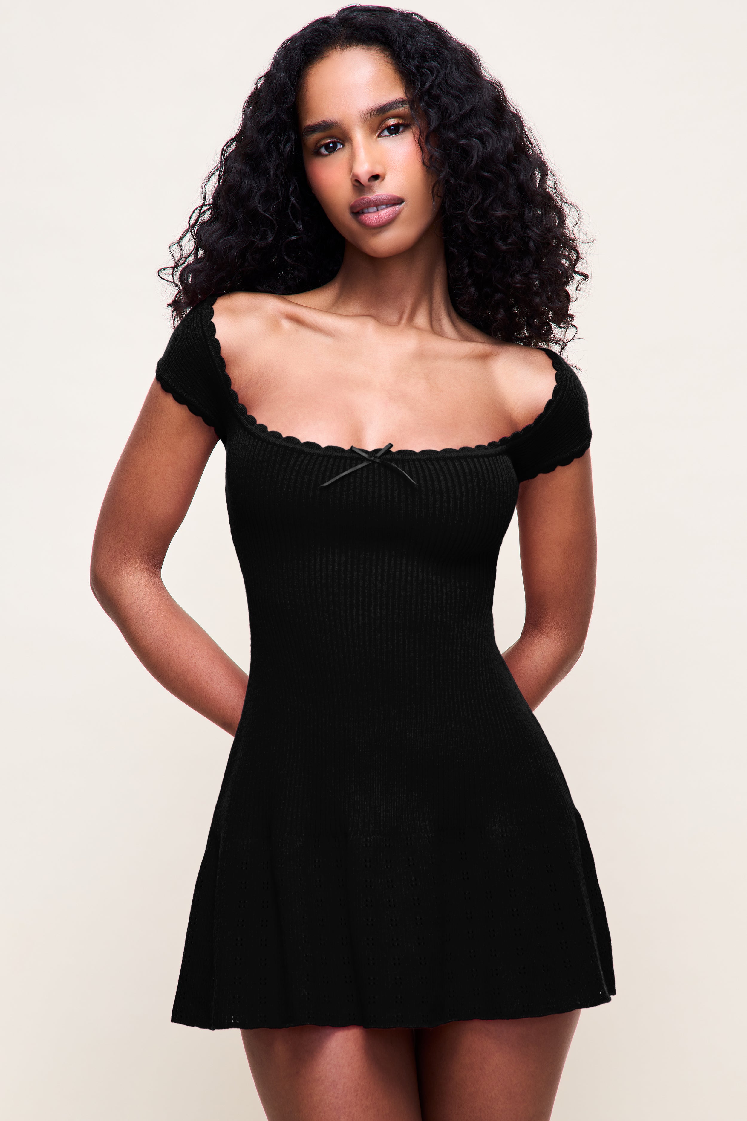 Guizio Eileen Pointelle Dress Black / L