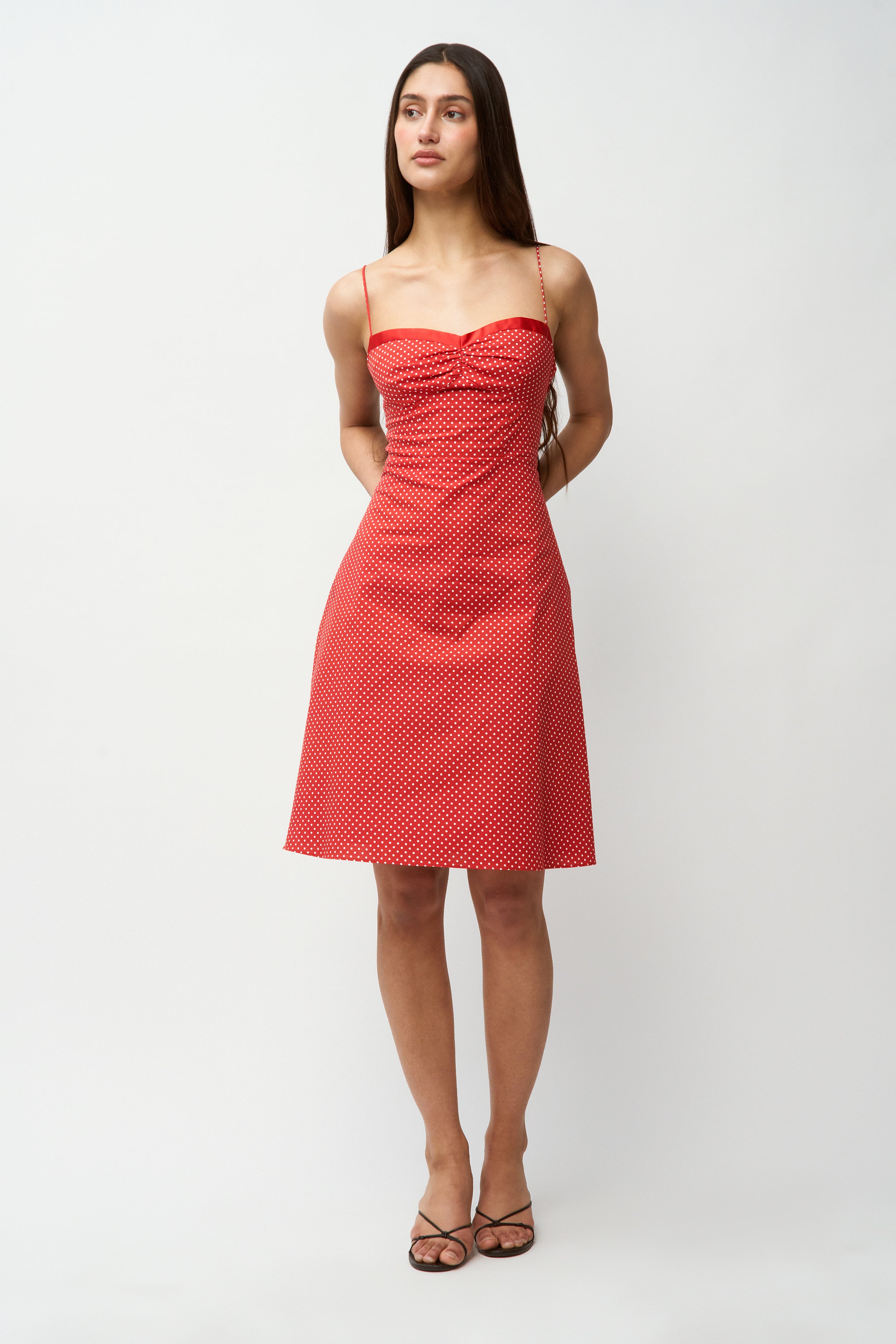 Margaux Midi Dress in Red/ White Dot