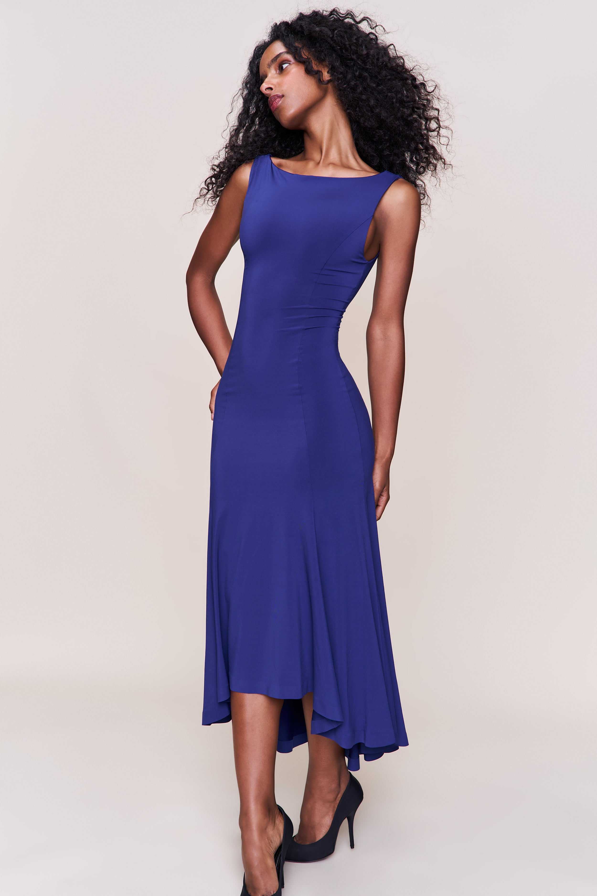 Daye Midi Dress in Navy