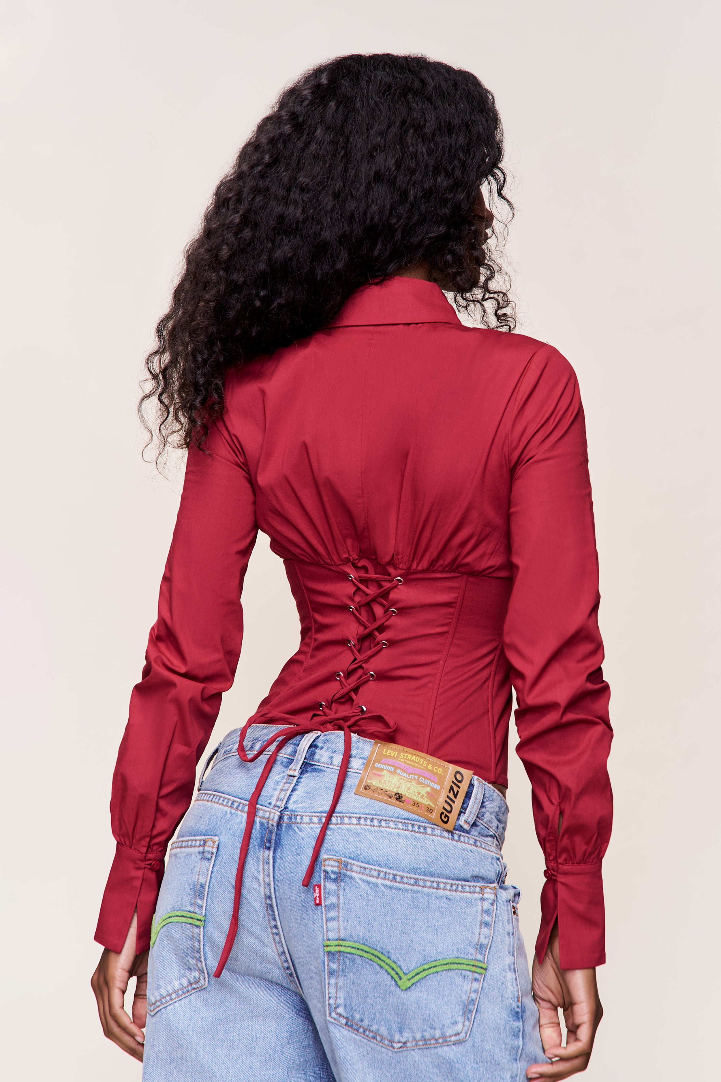 Tailored Long Sleeve Corset in Bordeaux