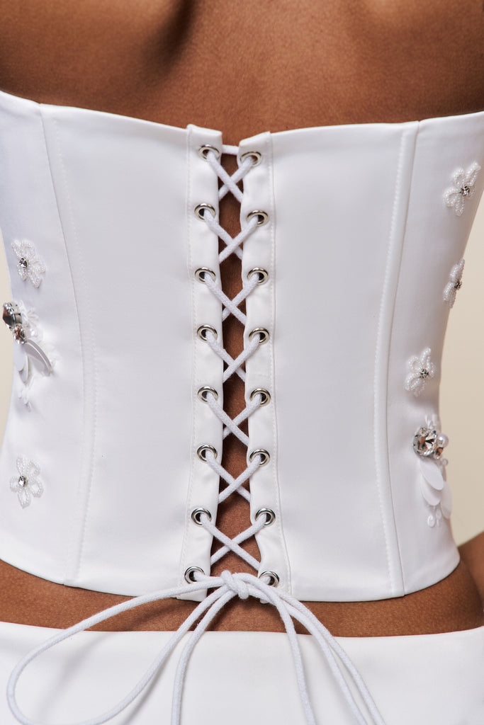 Embellished Satin Corset