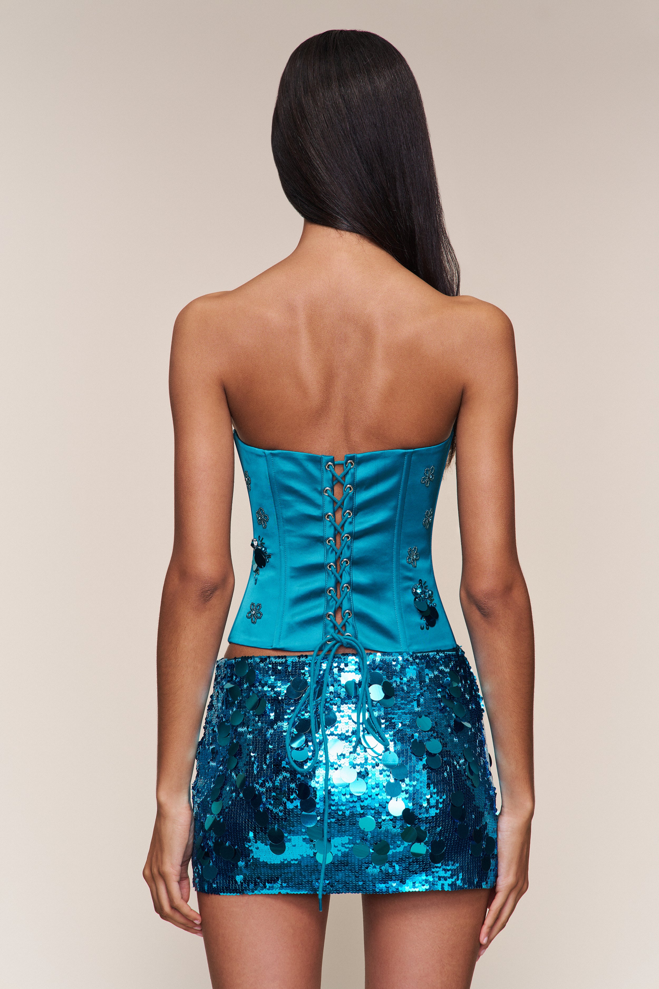 Embellished Satin Corset