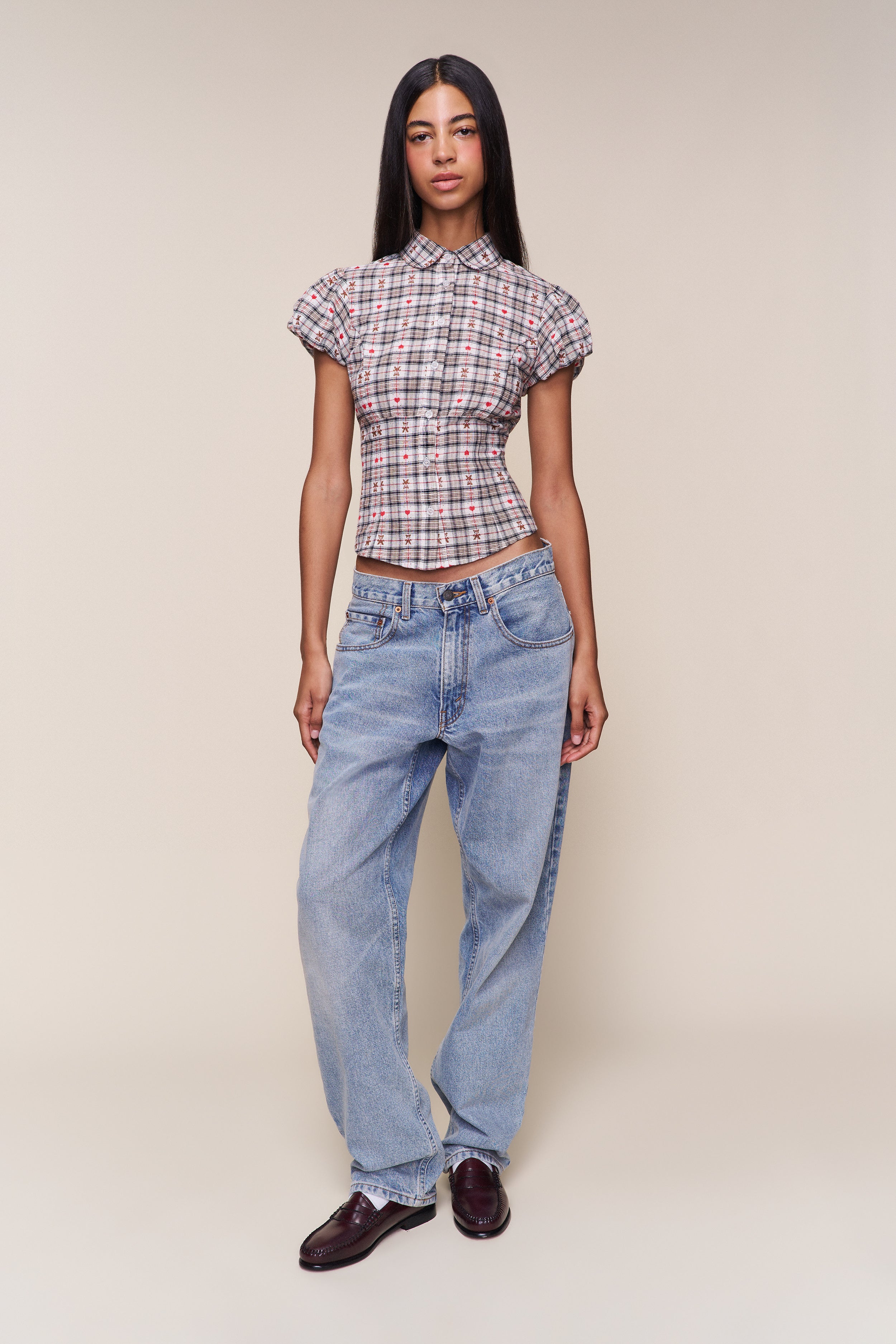 Liana Top in Bear Plaid