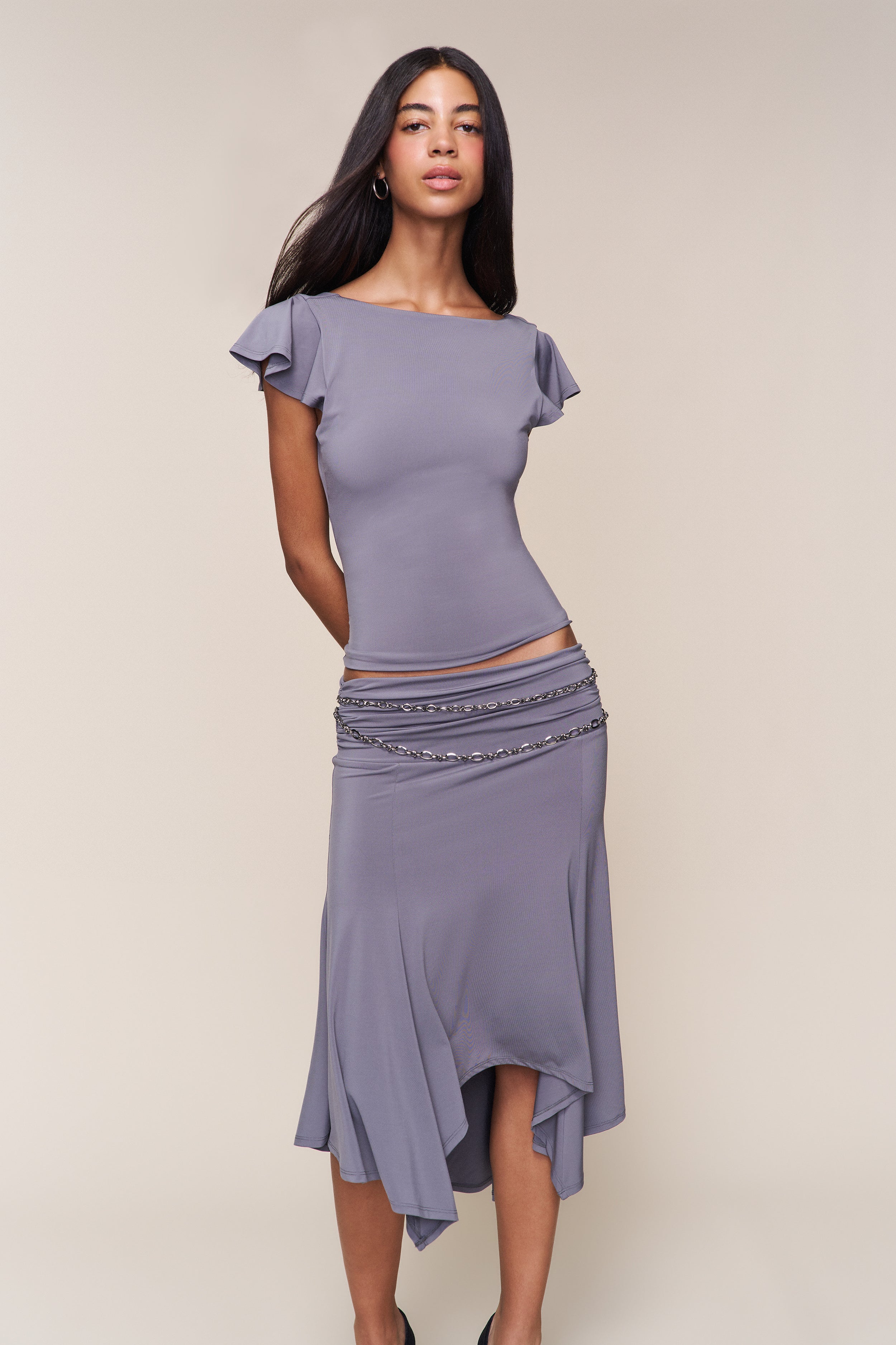 Soffiano Skirt in Charcoal