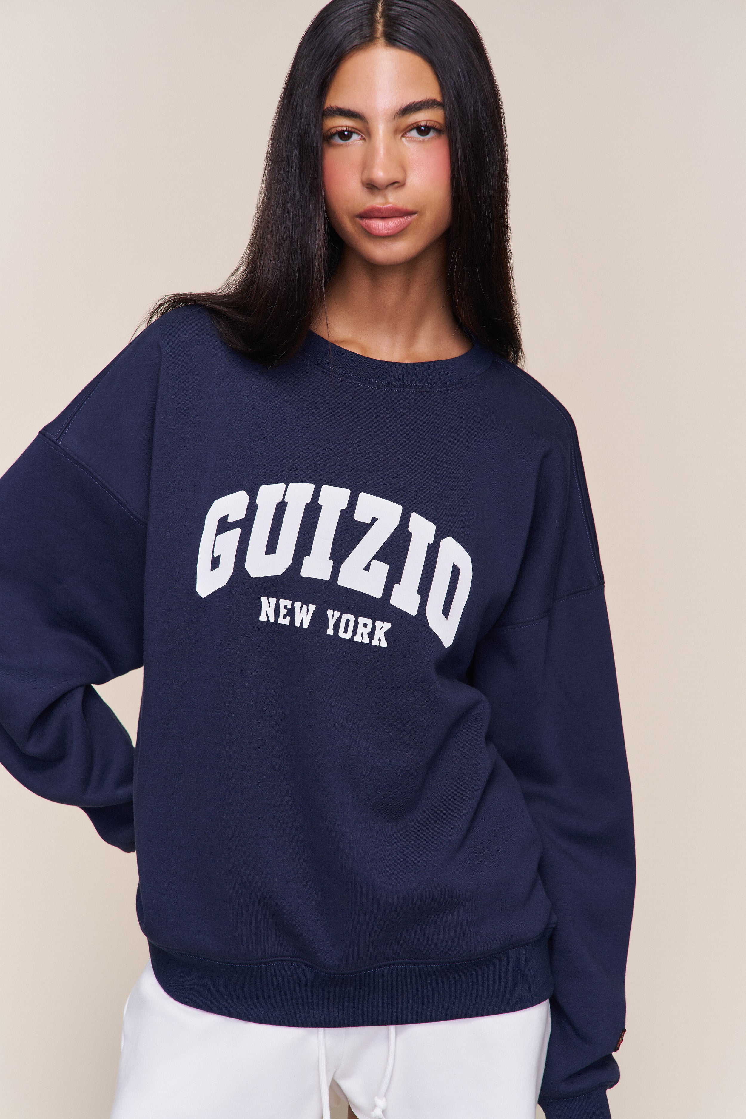 Guizio Fleece Crewneck in Navy