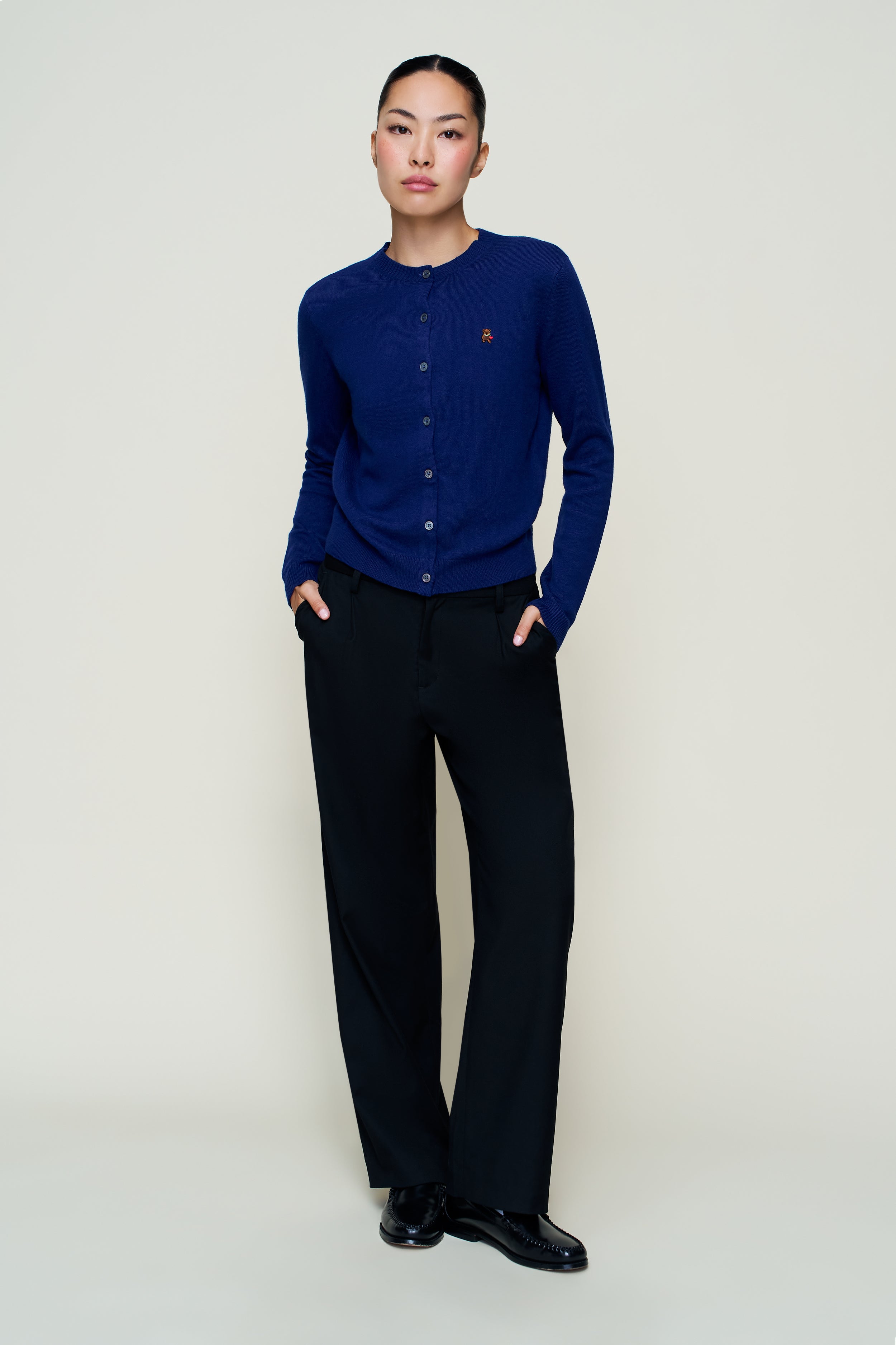 June Relaxed Wool Cardigan in Navy