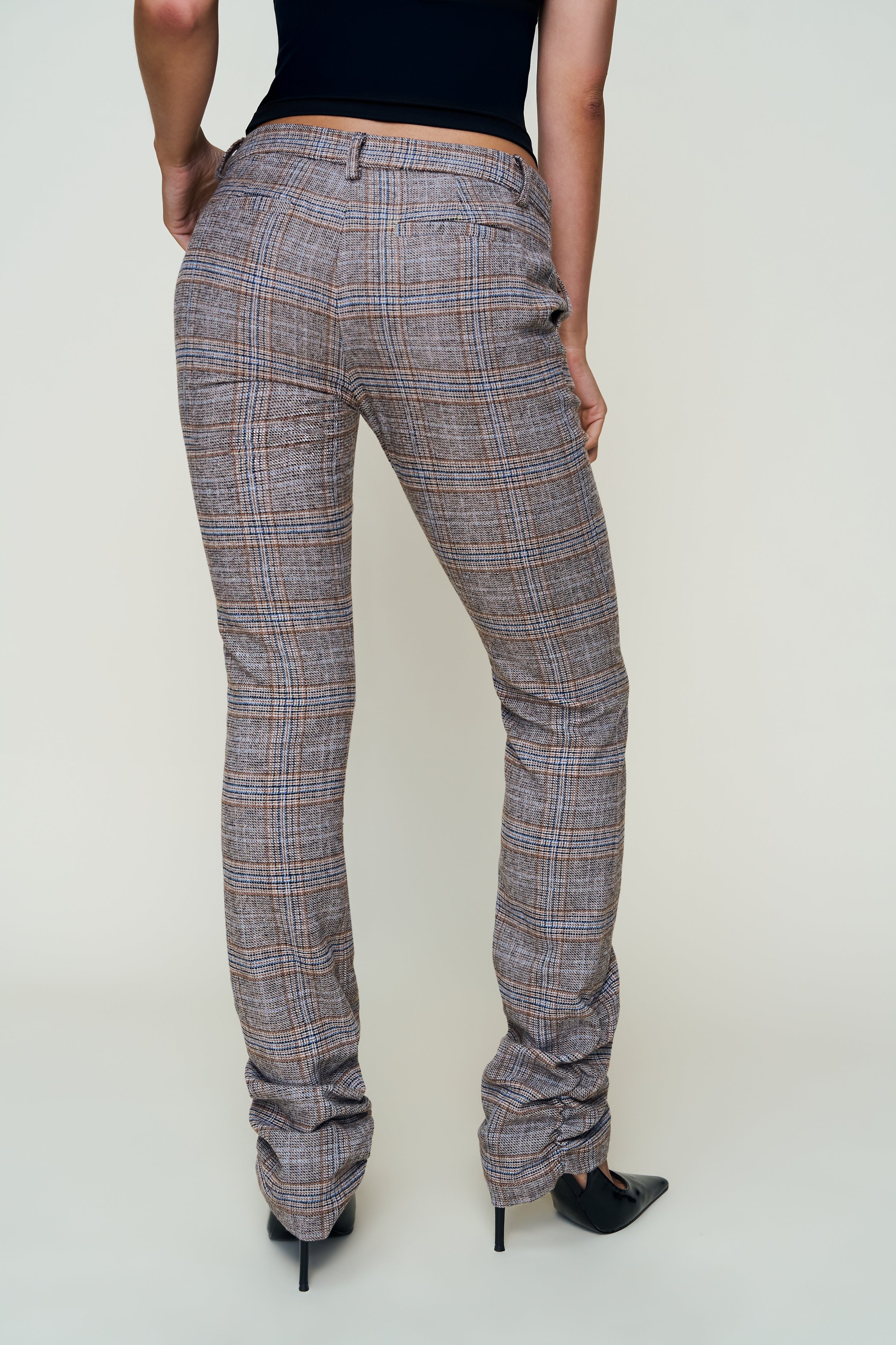 CORA RUCHED HEM TARTAN PANT
