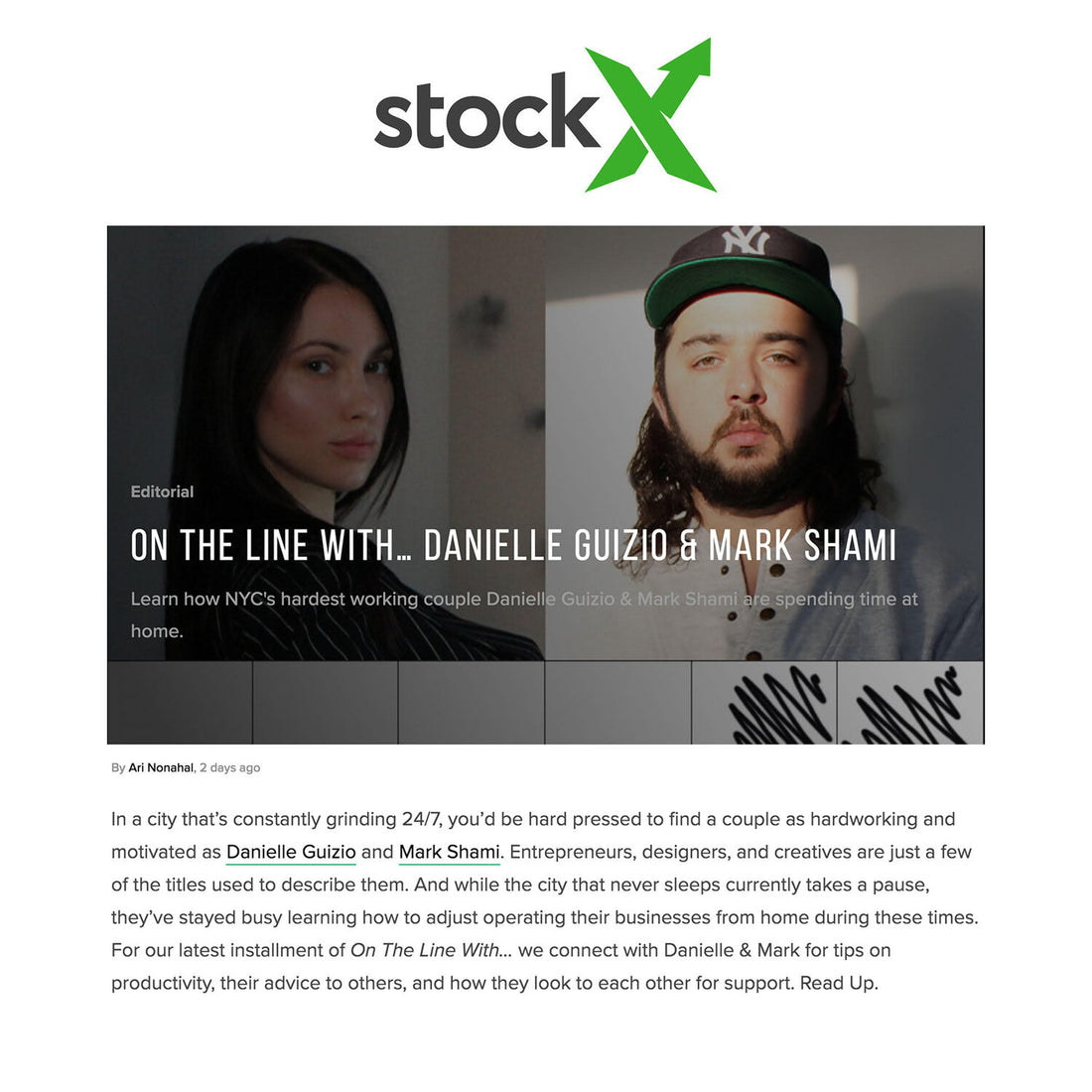 Danielle Guizio and Mark Shami in Stockx