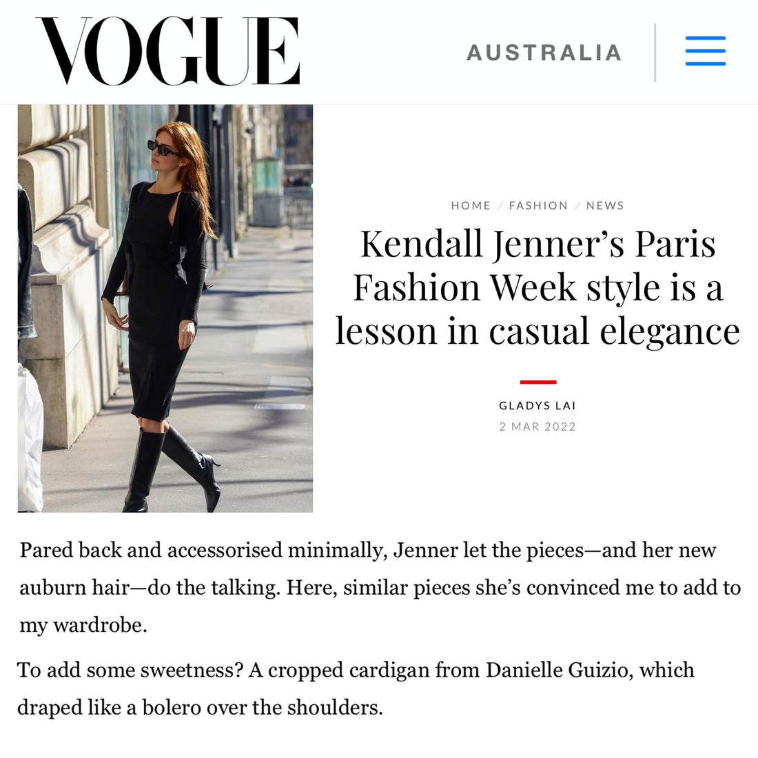 Kendall Jenner Featured in Vogue Wearing Guizio
