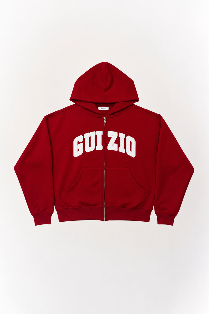 Guizio Zip Up Hoodie in IU Red