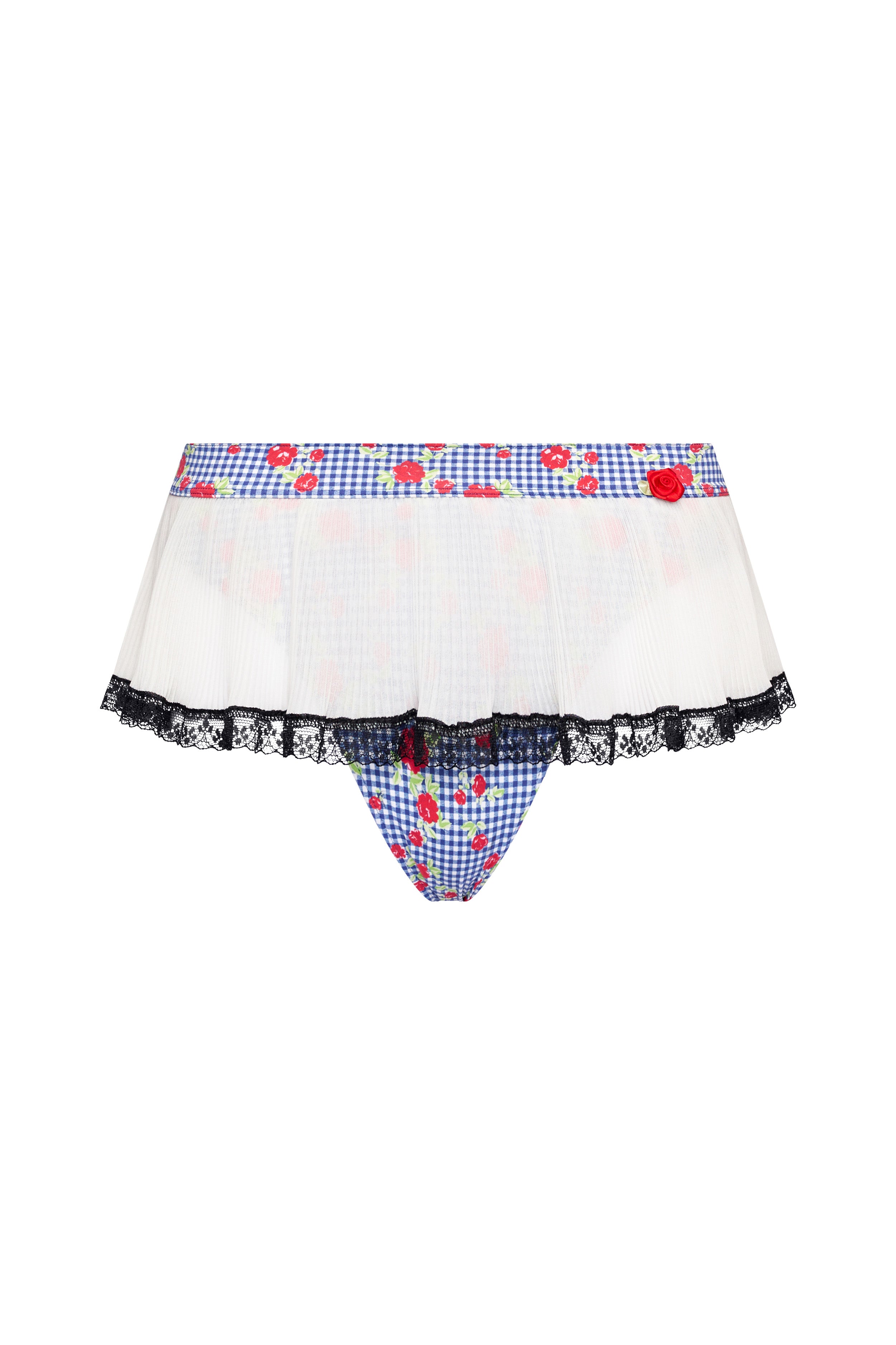 Polka Dot Cheeky Bikini Bottom with Ruffle Skirt Accent