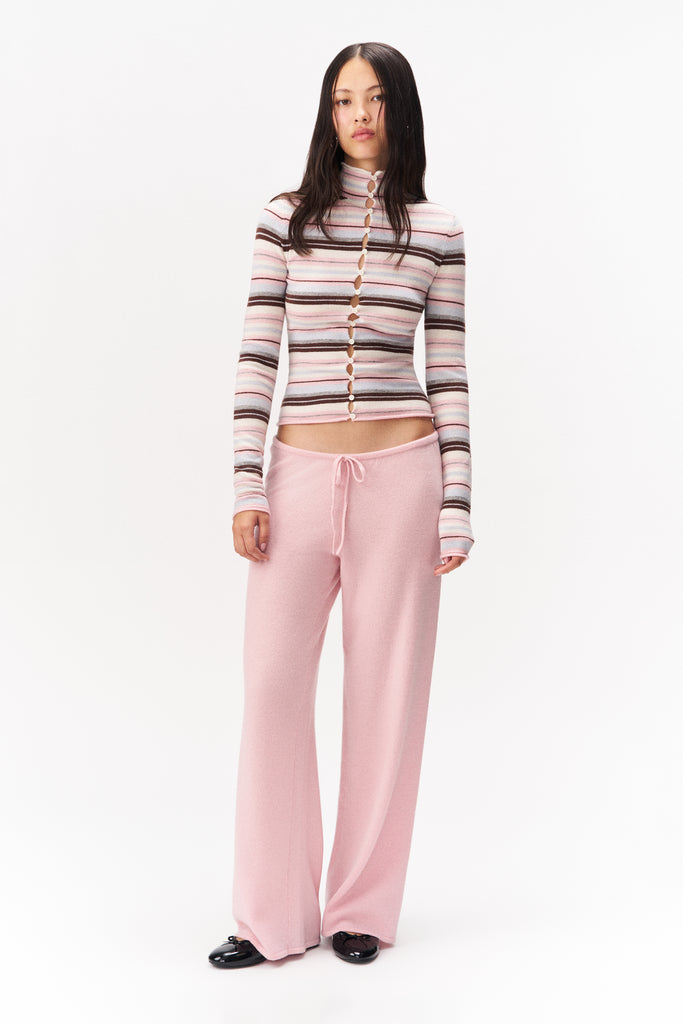 CHLOE CASHMERE SWEATER IN PINK MULTI STRIPE