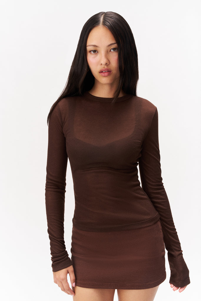 MICRO MINI DENIM SKORT IN ESPRESSO