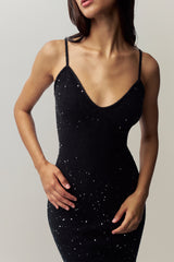 Amelia Sequin Knit Dress in Black