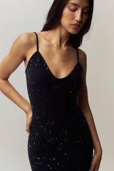 Amelia Sequin Knit Dress in Black