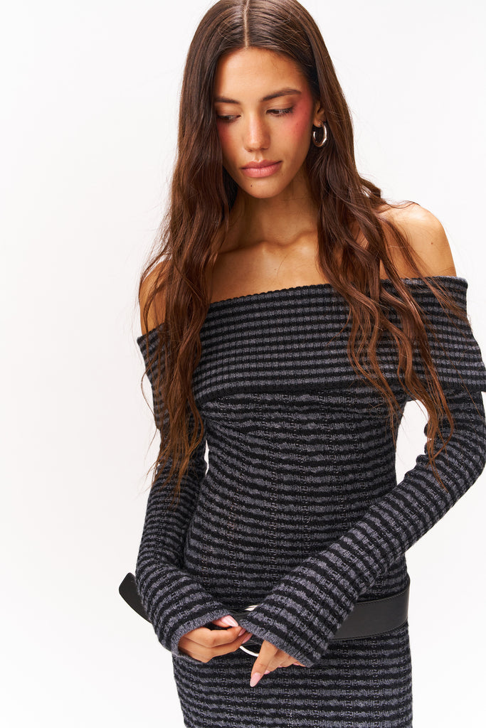 Noelle Dress Midnight Stripe