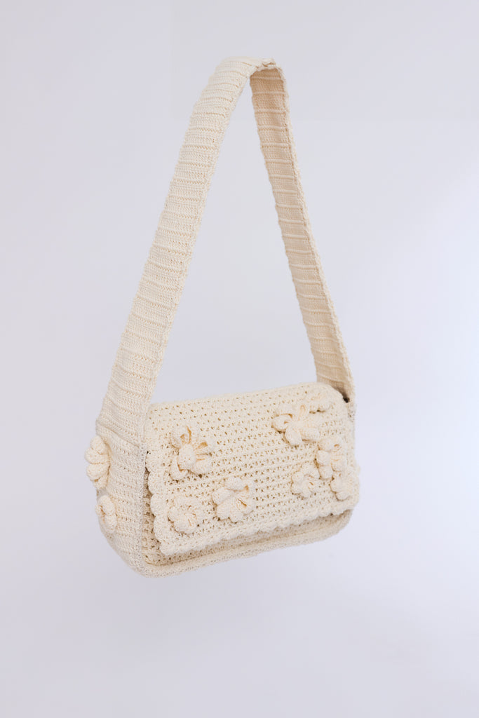 Oasis Crochet Shoulder Bag in Ivory