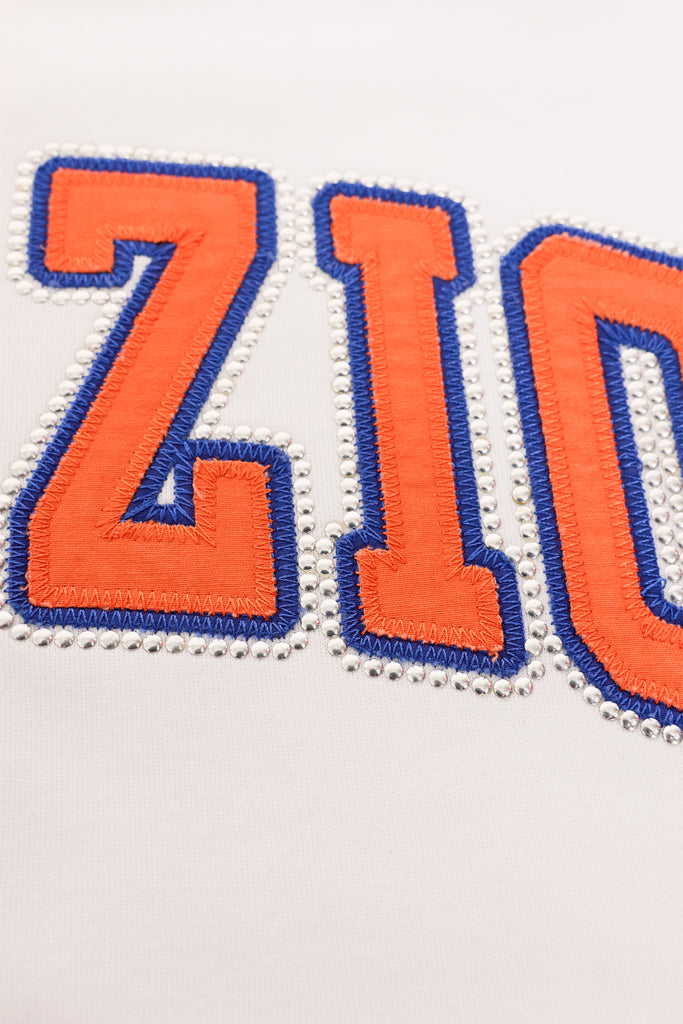 Guizio New York Forever Zip Up Oversized Studded Hoodie