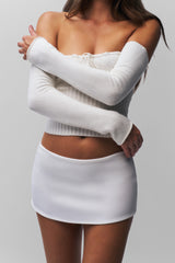 Micro Mini Stretch Skirt in White