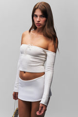 Micro Mini Stretch Skirt in White