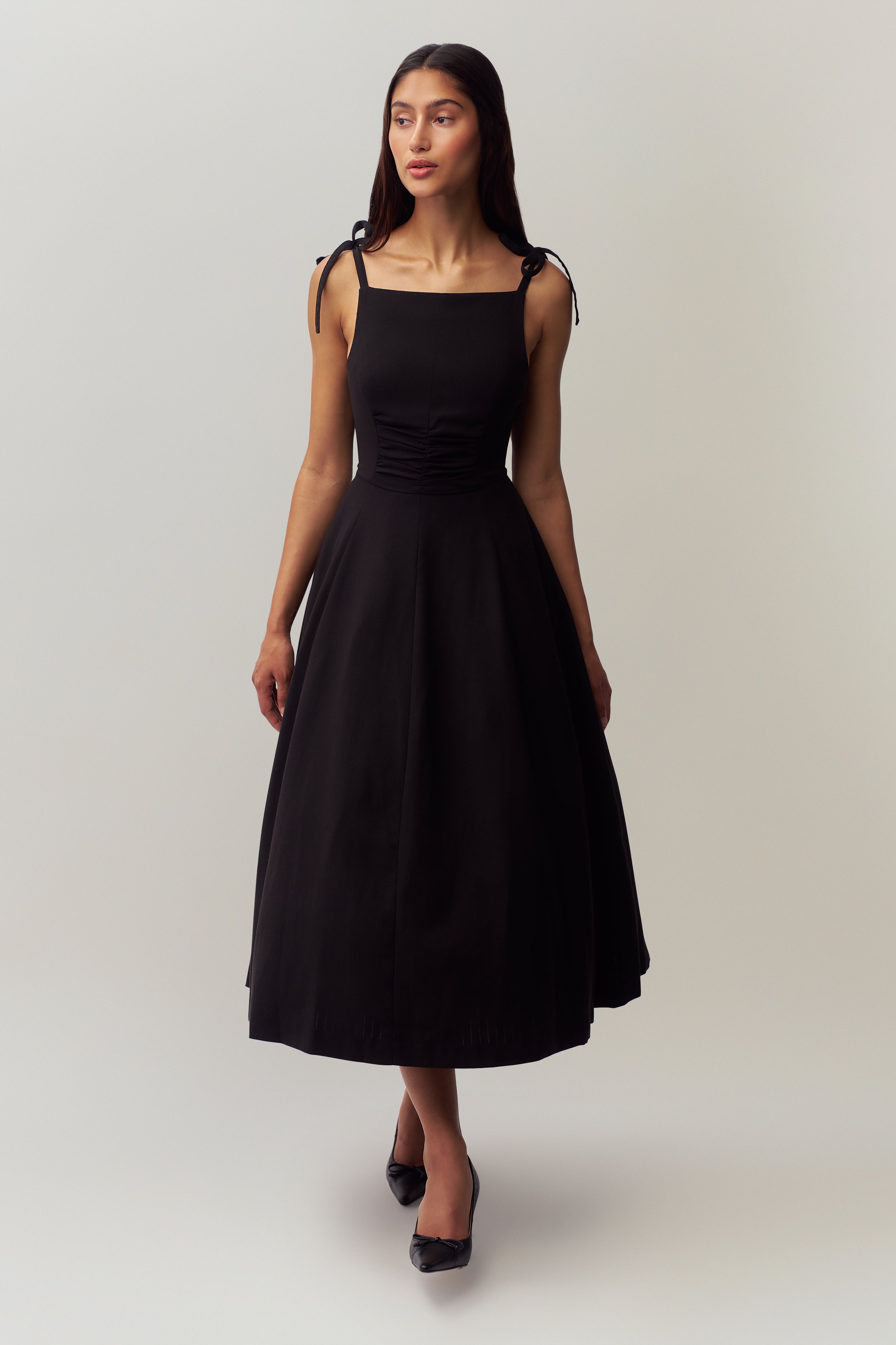 Brigitte Midi Gown in Black