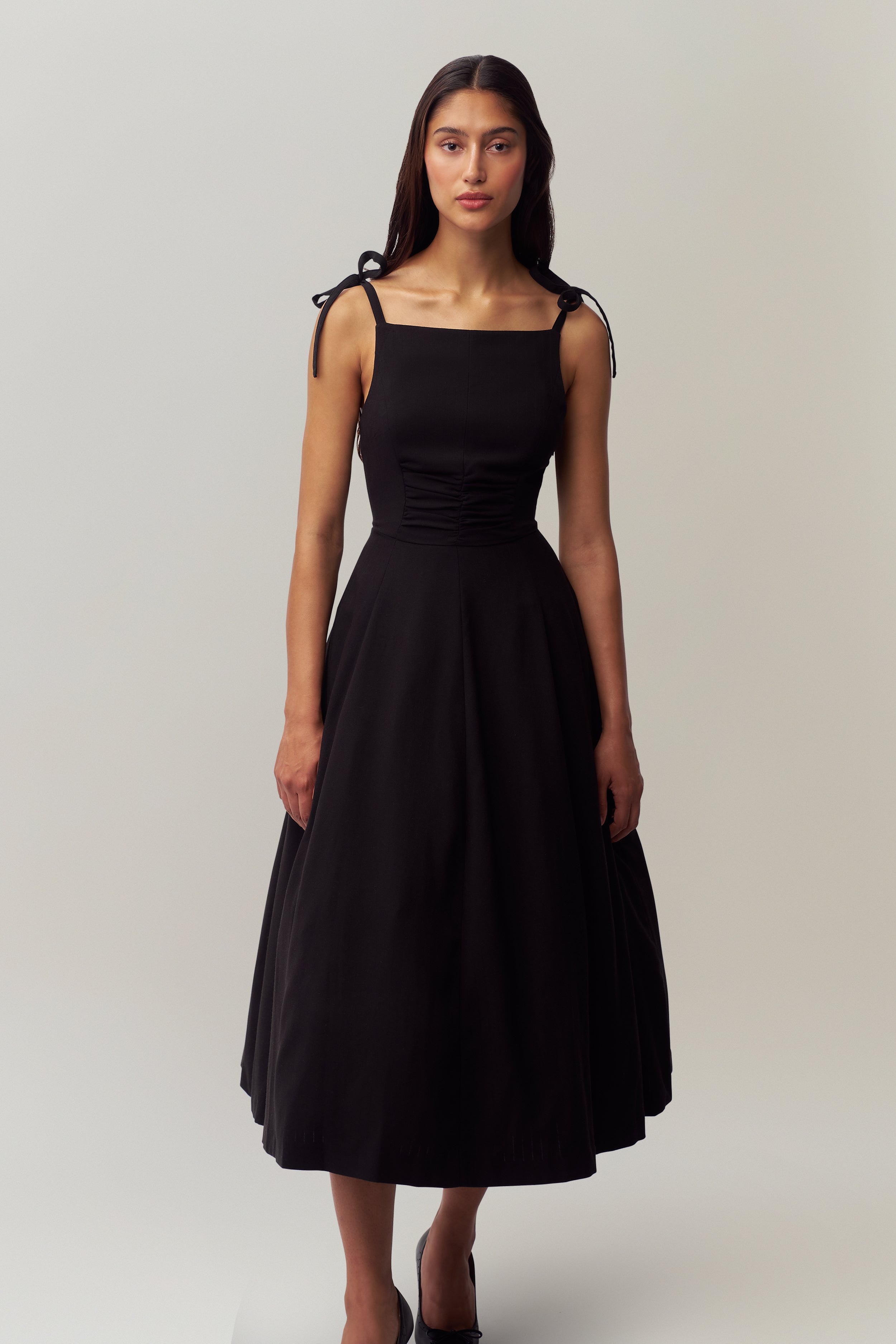 Brigitte Midi Gown in Black