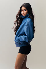 Costa Leather Jacket in Sapphire