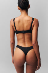 Pointelle Lace Thong in Black