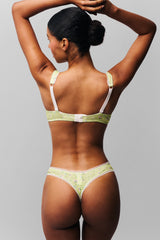 Pointelle Lace Thong in Floral Lime Sorbet