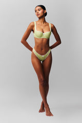 Pointelle Lace Thong in Floral Lime Sorbet