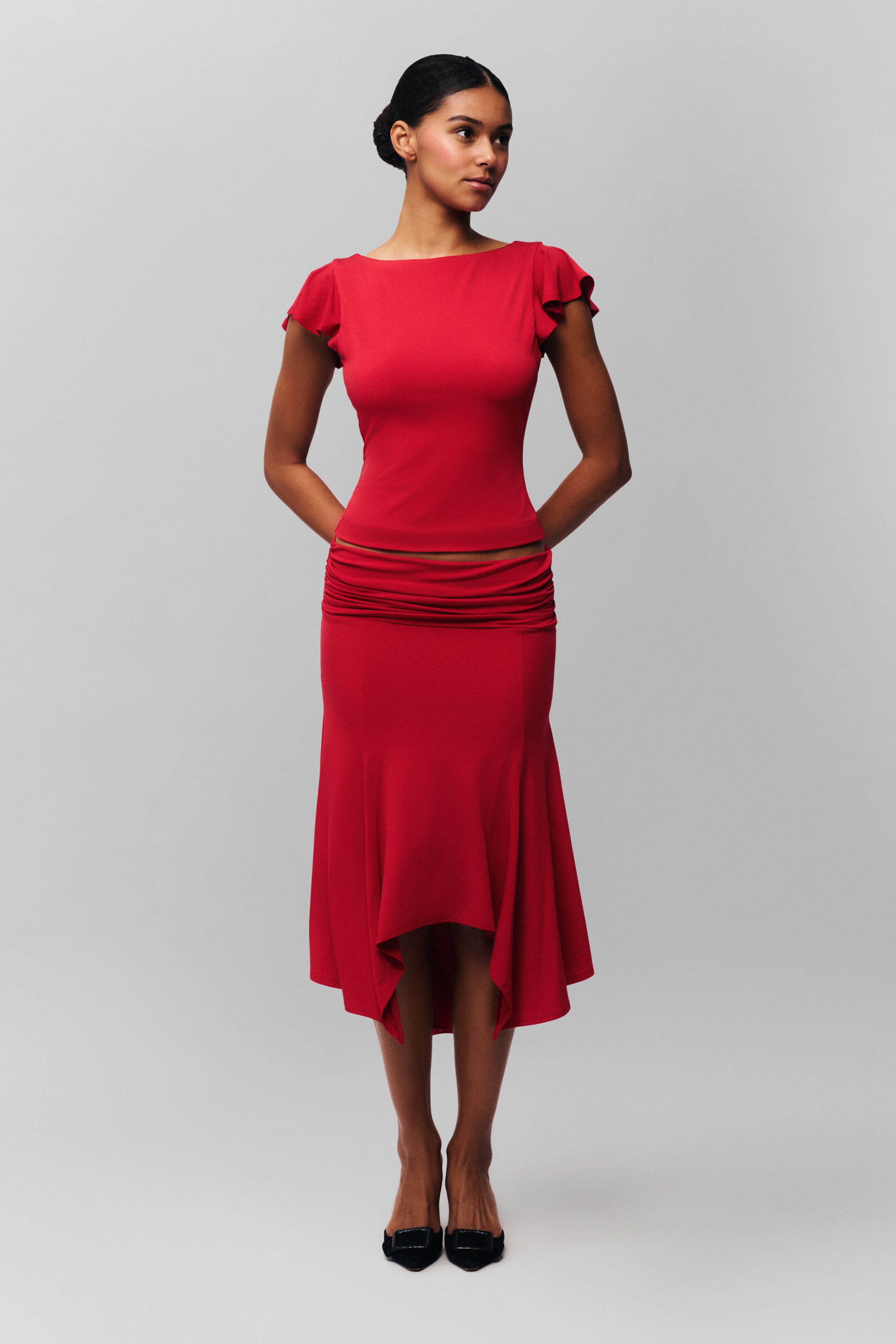 Soffiano Skirt in Red Love