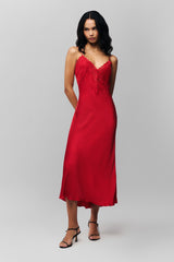 Nova Slip Midi Dress in Red Love