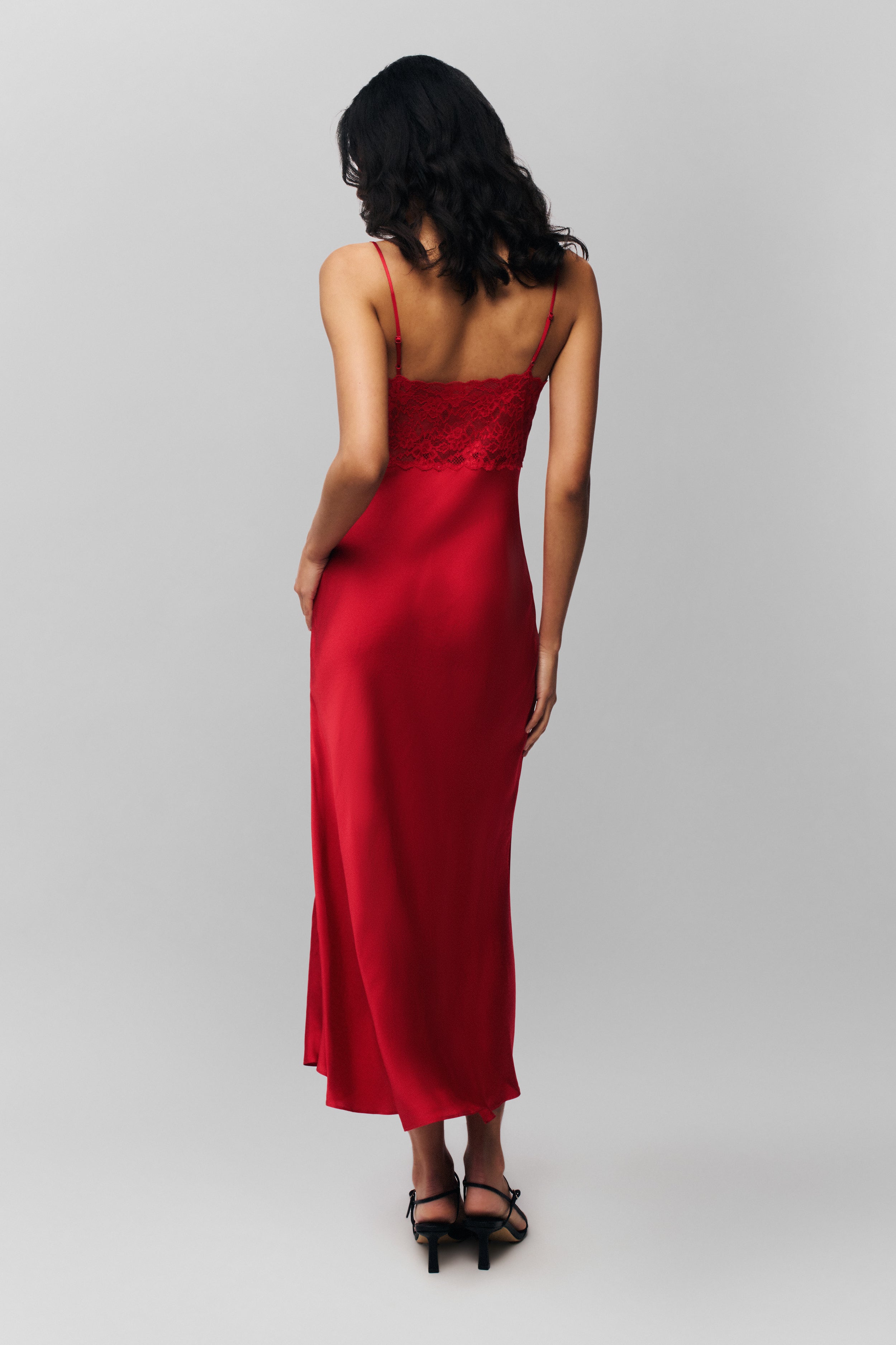 Nova Slip Midi Dress in Red Love