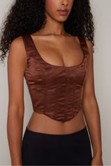 Satin Lace-Up Bustier Top