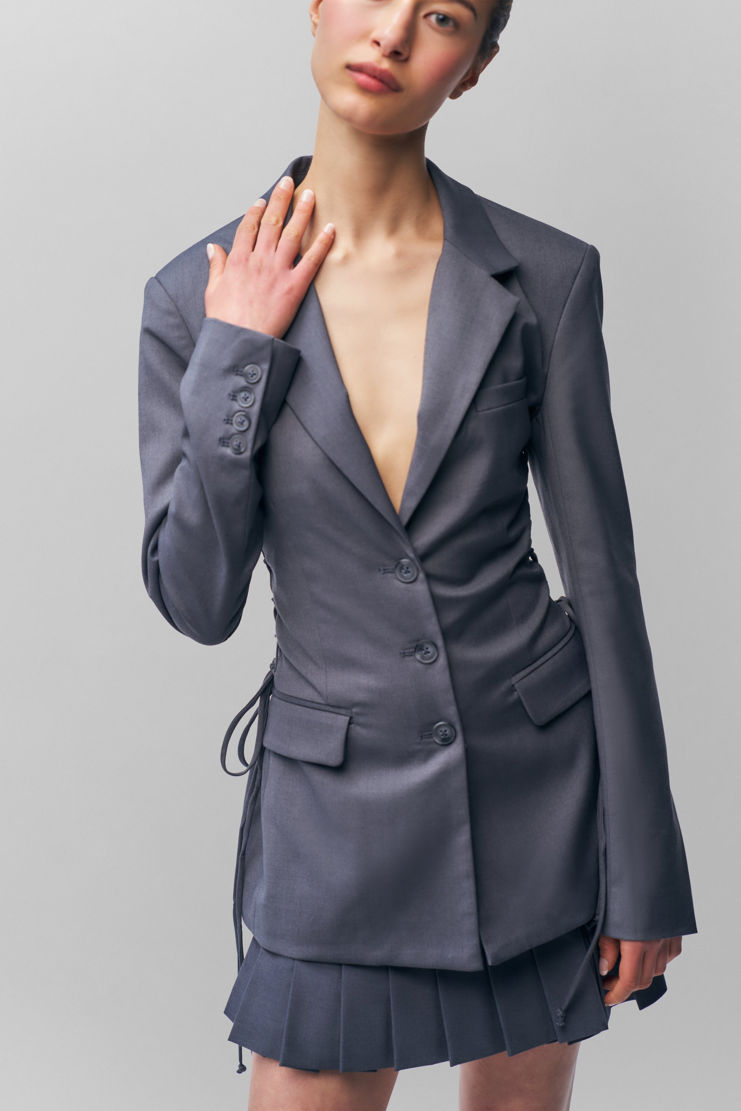 Delila Blazer in Stone Grey