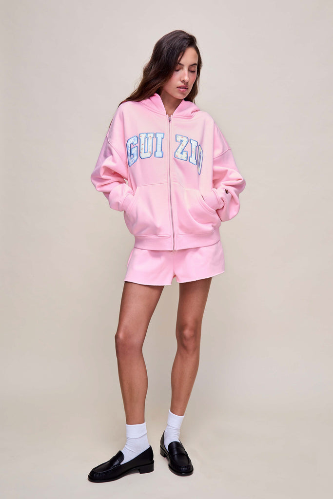 Guizio Zip Up Hoodie in Ballet Slipper