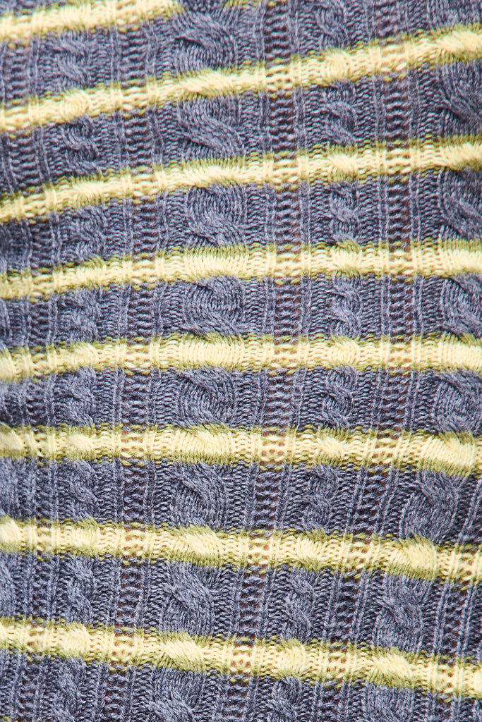 Poet Cable Knit Mini Dress in Grunge Grey Stripe