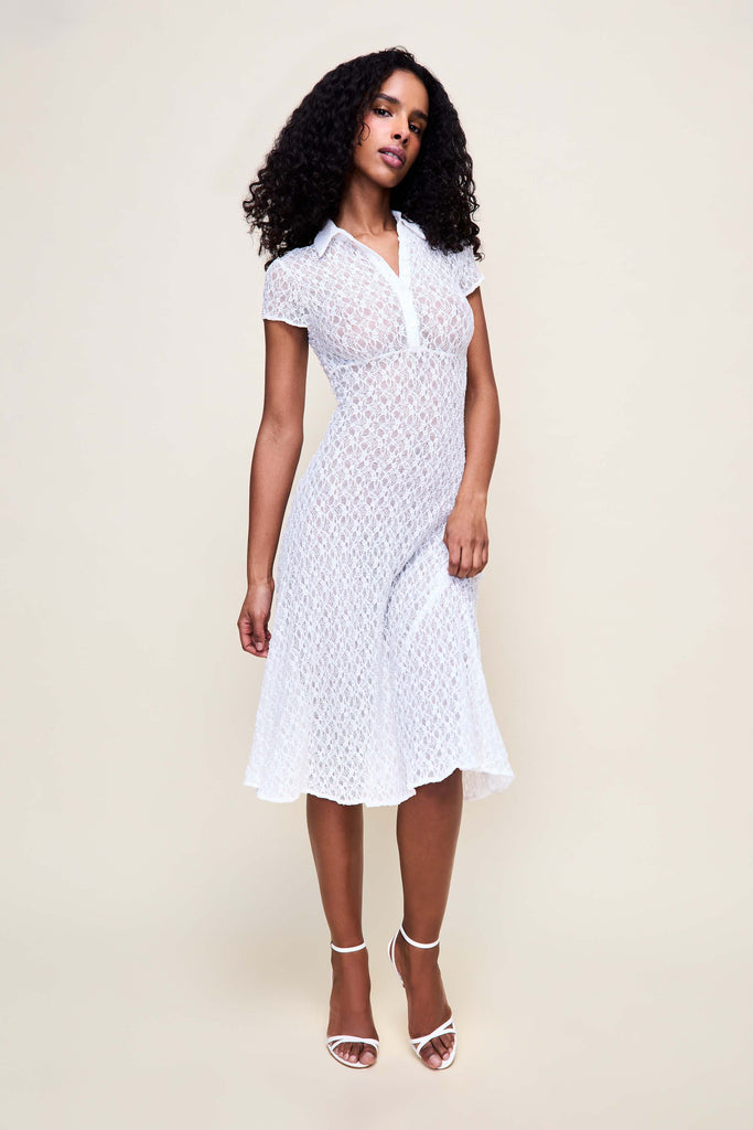 Mae Lace Dress in White 