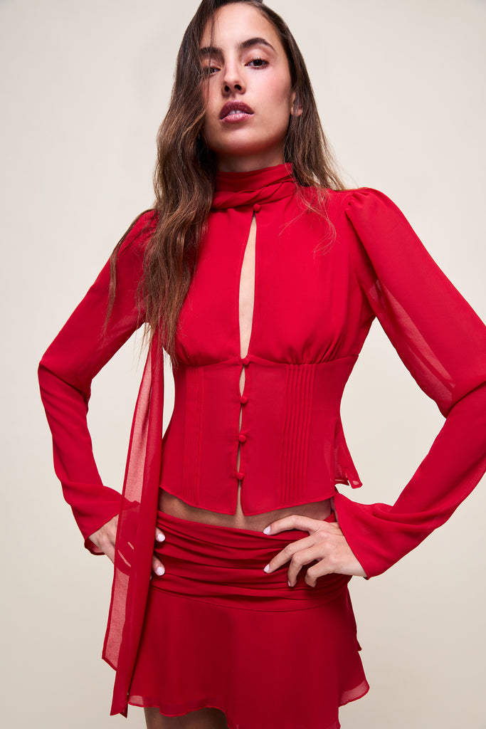 Ara Long Sleeve Top in Red Love