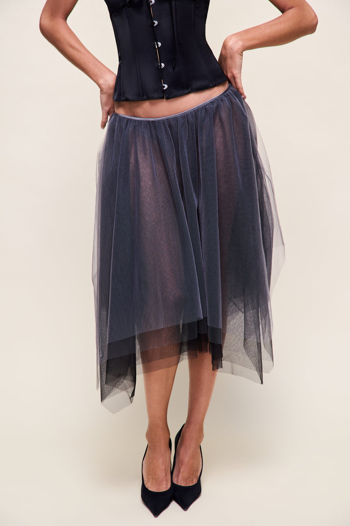 Loulou Tulle Skirt in Grey 