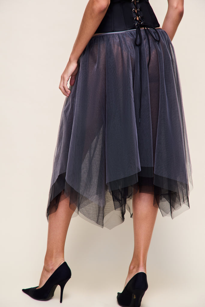 Loulou Tulle Skirt in Grey 
