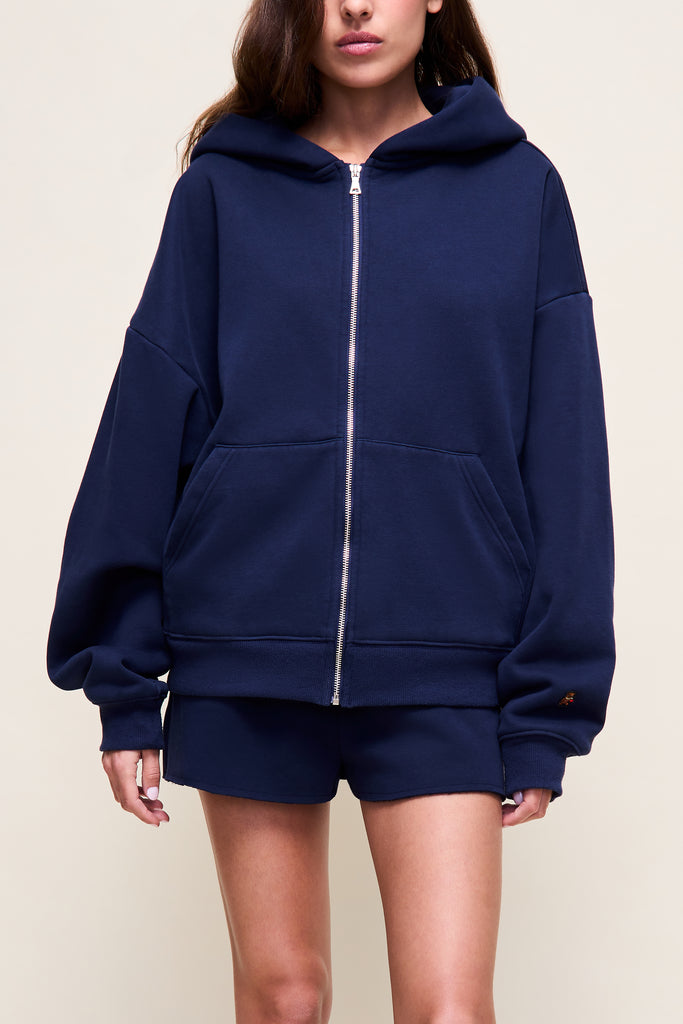 Zip Up Hoodie in Navy