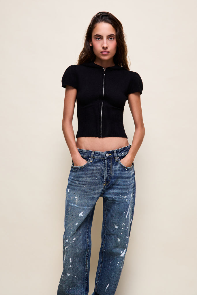 Bella Zip Up Hoodie in Black