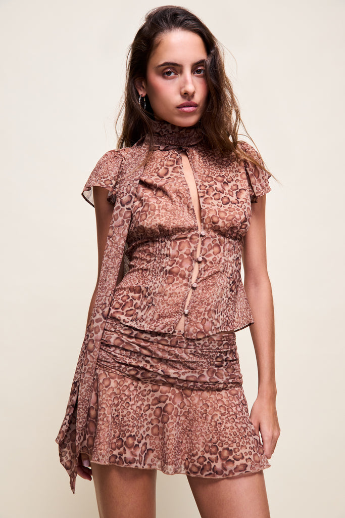 Eda Mini Skirt in Leopard