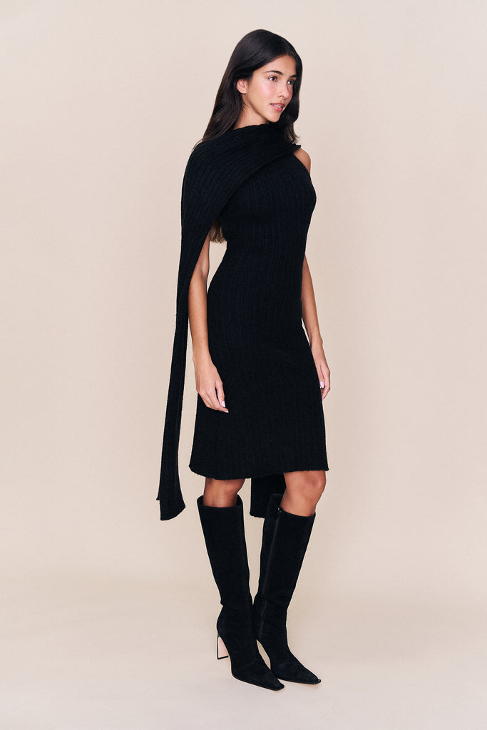 Guizio Hooded Knit Dress Black / M Guizio Hooded Knit Dress Black / M