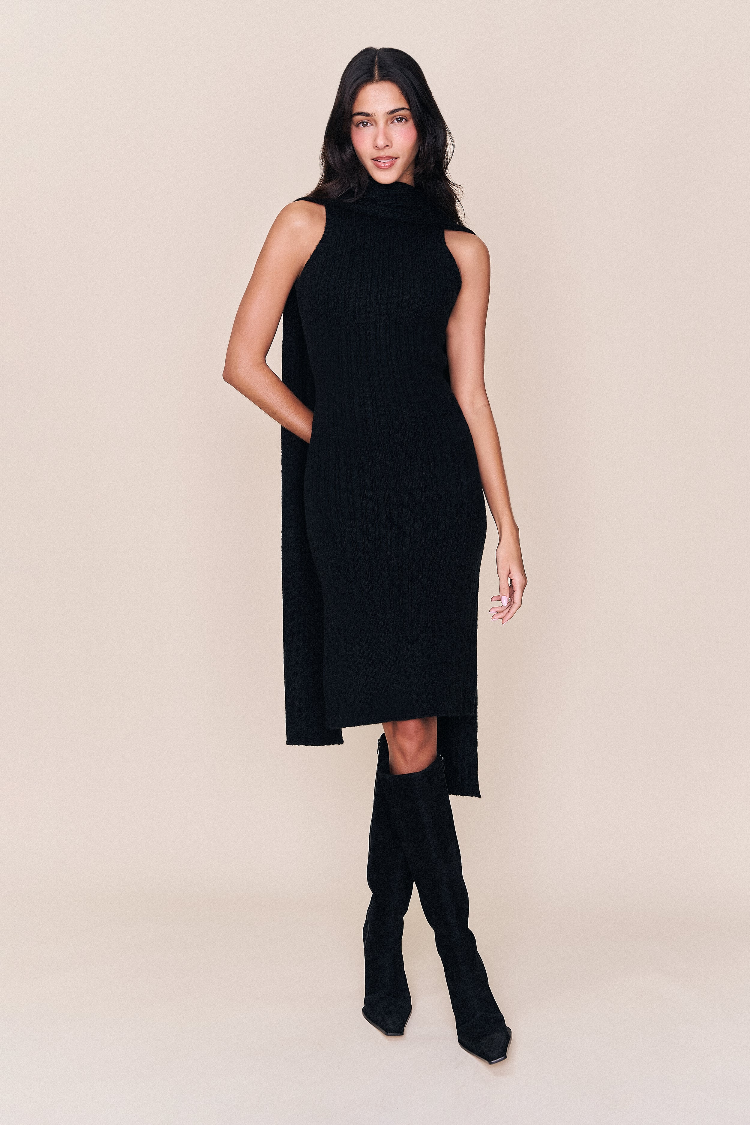 Guizio Hooded Knit Dress Black / M Guizio Hooded Knit Dress Black / M