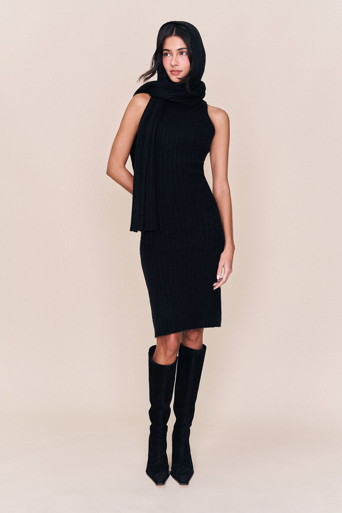 Guizio Hooded Knit Dress Black / M Guizio Hooded Knit Dress Black / M
