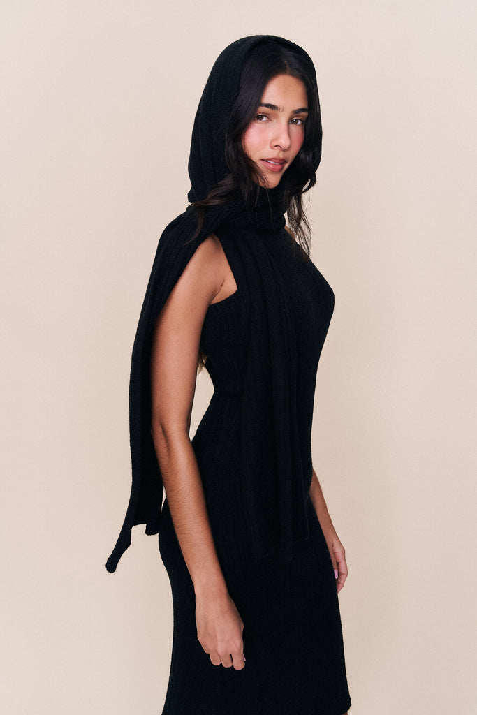 Guizio Hooded Knit Dress Black / M Guizio Hooded Knit Dress Black / M